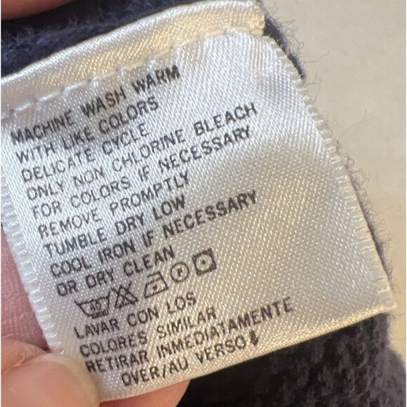 Liz Claiborne Lizsport Flag Sweater Navy Blue 100% Cotton Crew Neck Petite Large - Picture 4 of 7